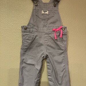 OshKosh B'gosh Light Gray Sparkles Overalls with Pink Bow